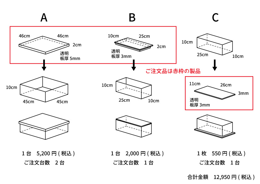 既存アクリルボックス用フタ